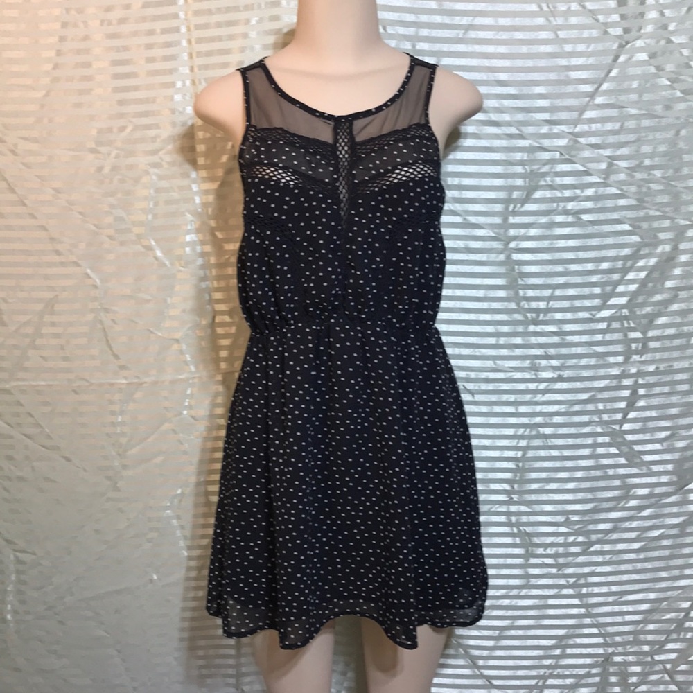 Forever 21 Polka Dot Open Back Mini Dress Sheer